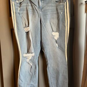 Torrid Distressed Skinny Jeans with White Stripes